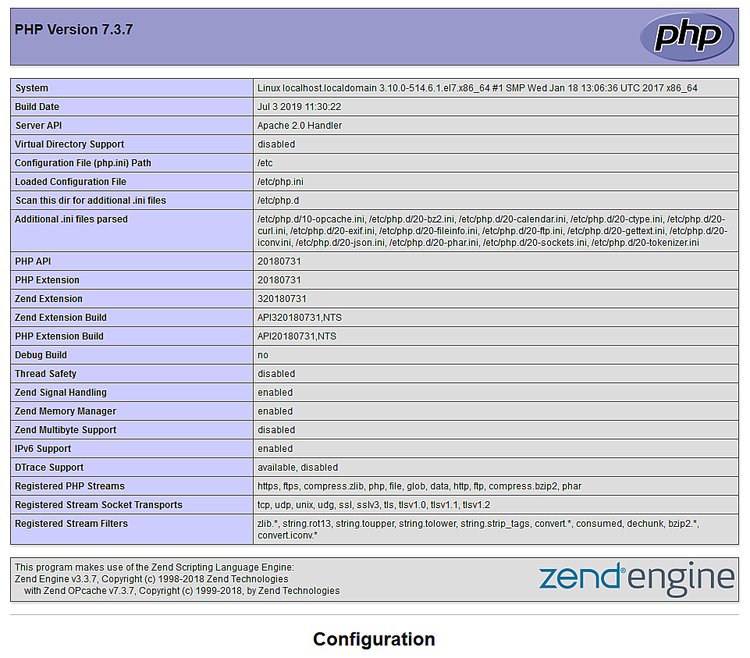 اطلاعات نسخه php به همراه نصب وبسرور آپاچی