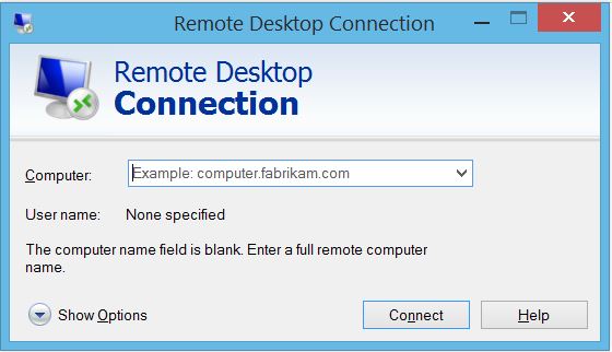 ابزار Remote Desktop با آدرس run->mstsc